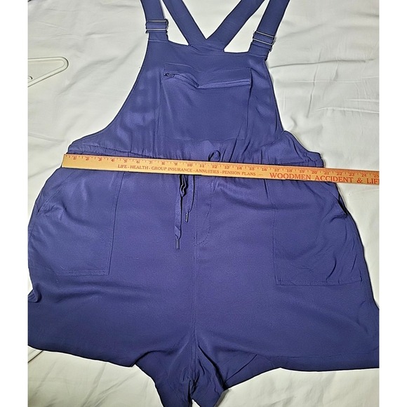 Torrid‎ Twill Tie Front Shortall Plus Size 3x Navy Blue Romper Overalls Summer - Picture 7 of 8